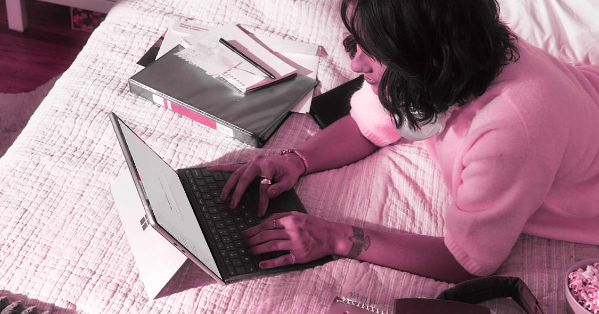 woman working on a laptop